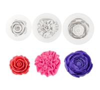 TEUYOE 3 Pieces 3D Large and Small Peonies, Carnations, Roses, Flower Moulds Silicone, Silicone Candle Moulds, Making Chocolate Baking Molds for Birthday Anniversary (Peony, Carnation, Rose)