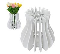TEUYOE Vase for Lego Flowers Bouquet, White Wooden Puzzle Vase