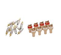 Teuypty 10Pcs Adapter Audio Coaxial Cable Connector Plug Seamless with 8Pcs Red+White Female Socket