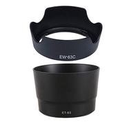 Teuypty 2 Pcs Lens Hood Camera Lens Hood for EF-S: 1 Pcs EW-63C EW63C 18-55Mm F / 3.5-5.6 IS STM Lens Hood & 1 Pcs ET-63 55-250Mm F4-5.6 IS Lens Hood