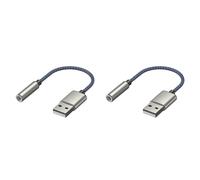 Teuypty 2X USB to 3.5mm Audio Cable USB A to 3.5mm Female External Stereo Sound Card Headphone Micphone Adapter Silver&Blue