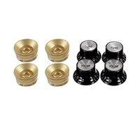 Teuypty 8 Pcs Guitar Knobs: 2 Volumes and 2 Tones Silver Top Hat Bell & 4 Pcs Control Speed Knobs