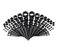 Teuypty Acrylic Ear Gauge Taper Stretching Kit 50pcs Pieces, Sizes 14G to 00G Black Ear Expander Jewelry Set