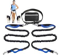 Teuypty Elastic Retractable Rope Dog Running Leash with Adjustable Hands-Free Design and Double Handles for Large Breeds