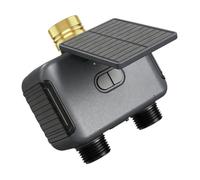 Teuypty Outdoor WiFi Solar Irrigation Timer IPX6 Waterproof Automatic Water Timer 2 Outlets System