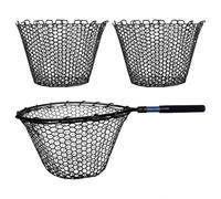 Teuypty Replacement Rubber Fishing Net 2 Pieces Netting Without Handle Foldable Fly Fish Landing Net Bag Mesh Black
