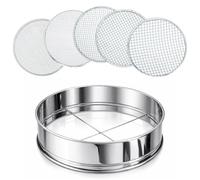 Teuypty Stainless Steel Garden Sieve with 5 Interchangeable Mesh Insert Filters(3-12mm)- Metal Soil Riddle Sifter for Stone Compost