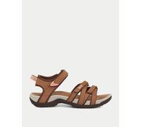 Teva female Tirra Leather Ankle Strap Flat Sandals - 5 - Tan, Tan