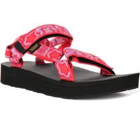 Teva Midform Univ Open Toe Neon Strap Womens Sandal In Red Floral UK 3 - 8