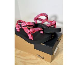 Teva Midform Universal Neon Strap Womens Sandal Red Floral UK 5 Brand New