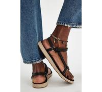 Teva Original Universal Slim Leather Sandals at Free People in Black/Tan, Size: US 9 - female