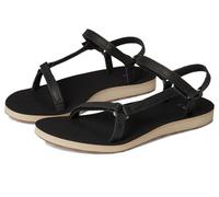 Women's TEVA Original Universal Slim Leather Sandals in Black/Tan, Size 9