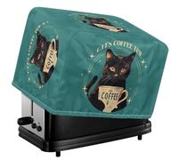 Tevecatos Coffee Cat Print Toaster Dustroof Cover Washable Toaster Protector Universal Size Bread Maker Cover Reusable Toaster Bread Maker Protector for Kitchen Accessories Decor 4 Slice