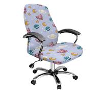 Tevecatos Elastic Gaming Chair Slipcovers Breathable Dustproof Boss Chair Seat Protector Easy to Remove Universal Office Desk Chairs Covers, Astronaut Axolotl Planet Moon Star Purple Small