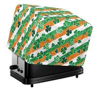 Tevecatos Polka Dot Shamrock Print Toaster Cover Ireland Flag Stripe Dustproof Toaster Protector Waterproof Polyester Bread Machine Oven Protector St. Patrick's Day Bread Machine Dust Cover 2 Slice