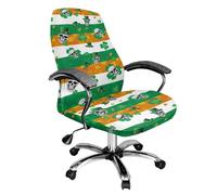 Tevecatos Shamrock Skeleton Office Seat Covers Stretch Dustproof Ireland Flag Stripe Print Computer Desk Chair SlipCovers Scratch Resistant Removable Gaming Chair Covers for St. Patrick's Day Large