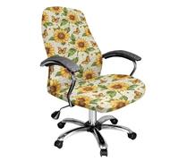 Tevecatos Sunflower Butterfly Letter Yellow High Back Chair Slipcover Easy to Install Scratch Resistant Comfy Office Chair Protector Washable Universal Comfortable Computer Chair Covers Small