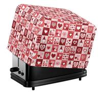 Tevecatos Valentine's Day Toaster Cover Waterproof Goblin Love Heart Plaid Print Toaster Dustproof Protector with Drawstring Reusable Small Appliance Protective Cover with Polyester Fabric 2 Slice