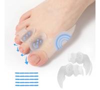 Tevezo Adjustable Bunion Corrector & Toe Separators for men & women - Relieve Bunions, Hammer Toes, Overlapping Toes - Comfortable Gel Spacers - Yoga Toes, Big Toe Straightener - 20 TPE Rods Included