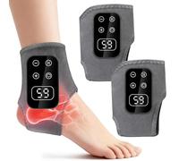 TEVIKE 2PC Foot Advanced Renew Triple Method Massager, Cordless Heated Ankle Wrap with 5 Vibration Modes & 6 Heat Levels, Travel & Home Use