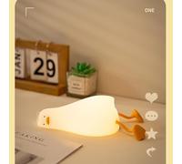 Tevimpeya Lying Flat Duck Night Light Silicone Dimmable Touch Lamp Bedside Light Up Duck Phone Holder, 2760776-135UK-FBM