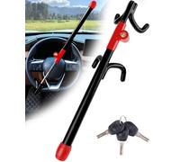 Tevlaphee Steering Wheel Lock, Steering Lock, Heavy Duty Anti-Theft Device, High Visibility, Universal Fit for Cars, Vans, SUV, 3 Keys (Black)