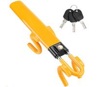 Tevlaphee Steering Wheel Lock Twin Bar, Steering Lock, Car Anti-Theft Device, High Visibility, Heavy Duty, Universal Fit, Adjustable Length,3 Keys(Yellow)