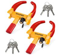 Tevlaphee Wheel Clamp Lock 2-Pack Heavy Duty Anti-Theft, Adjustable Security for Cars, Vans, Motorhomes (Fits 7-11" Tyres), Weatherproof & Vandal-Resistant Design (Black&Yellow)