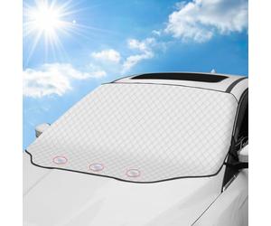 Tevlaphee Windscreen Sun Shade, Windshield Sun Shade, 3 Magnet, Block UV Rays, Foldable, Sun Visor Protector for SUV Truck to Keep Vehicle Cooler, 197 * 128cm