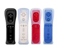Tevodo Wii Remote Controller, 4 Packs Upgrade Wii Wireless Controller Compatible with Wii Wii U(Black, White,Deep Blue Red)