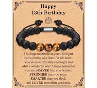 TEVOP 13th Birthday Gifts for Boys, Tiger Eye Stone Bracelet 13 Year Old Gifts for Boys Son Brother Grandson Friend, Perfect 13th Birthday Gift Ideas