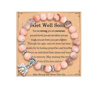 TEVOP Get Well Soon Gifts for Women, Pink Beads Bracelet Elephant Gifts, Cheer Up Gift Inspirational Gift for Women Girls Birthday Christmas Presents
