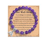 TEVOP Get Well Soon Gifts for Women, Purple Beads Bracelet Elephant Gifts, Inspirational Gift Cheer Up Gift for Women Girls Birthday Christmas Presents