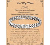 TEVOP Gifts for Him, My Man Engraved Bracelet Love Gifts for Boyfriend Husband, Cuban Chain Bracelet Romantic Gift for Him Birthday Christmas Valentines Day Presents for Boyfriend Husband