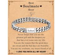 TEVOP Gifts for Him, Soulmate Gifts Engraved Bracelet for Him, Romantic Birthday Christmas Valentines Day Gift for Boyfriend Husband