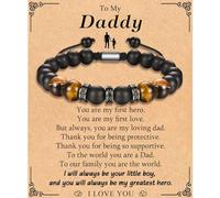 TEVOP Gifts for Son Dad Grandson Grandad Daddy, Tiger Eye Stone Bracelet | Adjustable Bracelet Gifts from Daughter Mum Grandparents, Perfect Birthday Graduation Christmas Fathers Day Presents
