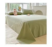 TEVTEV Washed Cotton Flat Sheet - Soft and Cozy Bedding Top Sheet for Single/Twin Double/Queen King Mattress (Color : Green A, Size : 160x230cm+48x74cm x2)