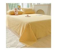 TEVTEV Washed Cotton Flat Sheet - Soft and Cozy Bedding Top Sheet for Single/Twin Double/Queen King Mattress (Color : Yellow B, Size : 230x245cm+48x74cm x2)