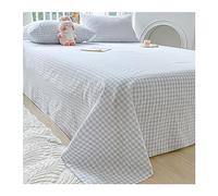 TEVTEV Washed Cotton Flat Sheet - Soft and Cozy Bedding Top Sheet for Single/Twin Double/Queen King Mattress (Color : Blue C, Size : 230x245cm+48x74cm x2)