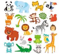 Tevxj 20 PCS Jungle Animals Thick Gel Clings Winter Safari Window Decals Stickers for Kids Toddlers and Adults Home Airplane Classroom Nursery Zoo Party Supplies Decorations Removable Reusable
