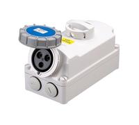TEW Deligo 16A 3 Pin (2P+E) Blue IP67 Interlocked Switch Socket 240V