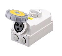 TEW Deligo 16A 3 Pin (2P+E) Yellow IP67 Interlocked Switch Socket 110V