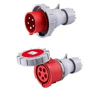 TEW Deligo 16A 5 Pin (3P+N+E) Red IP67 Industrial Plug & Coupler 415V 50-60Hz Three Phase TEWP415-16W/TEWC415-16W
