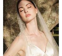 TEWAX Champagne retro covered church Veil Bride 1.5m wide hairless gold shiny new veil
