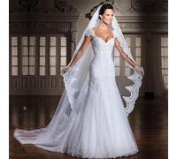 TEWAX White/Ivory Wedding Veil 3m Long Comb Lace Mantilla Cathedral Bridal Veils Wedding Accessories