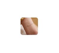 Tewiky Cross Bracelet for Women Dainty 14k Gold Cubic Zirconia Classic Tennis Bracelet Cute Gold Tiny Rope Cuban Figaro Herringbone Chain Link Bracelet Confirmation Gifts for Girls