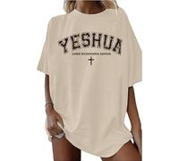 Tewmeu Christian Shirts for Women Oversized YHWH Graphic Tees for Women, Apricot, XL