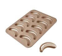 Tewzafiya Baking Cake Molds, Banana Moulds | Banana Pan | Non-Stick Metal Fruit Baking Mold, 10 Cavity Multifunctional Baking Tray for Cookies, Bread,