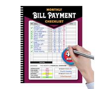 Tewzafiya Bill Tracking Book, Payment Book Tracker, Family Financial Budget Management Monthly Book, Bill Checklist Notebook