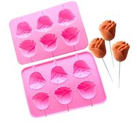 Tewzafiya Lollipop Molds Hard Candy, Lollipop Moulds, 3D Silicone Chocolate Rose Moulds - Baking Accessories Non-Stick for Food, Cake Decoration Kitchen Biscuit Mould